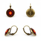 Pirosas mandala akasztós fülbevaló