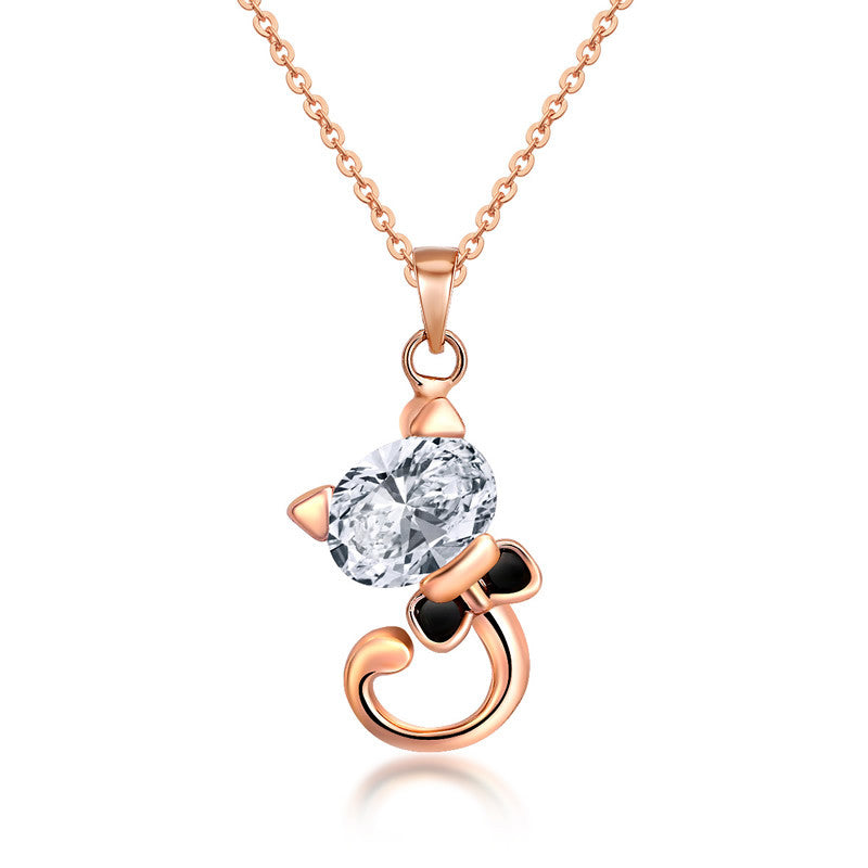 Ashley női cica nyaklánc rosegold