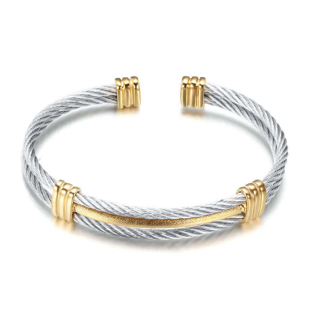 Nemesacél sodronyos karkötő whitegold-gold