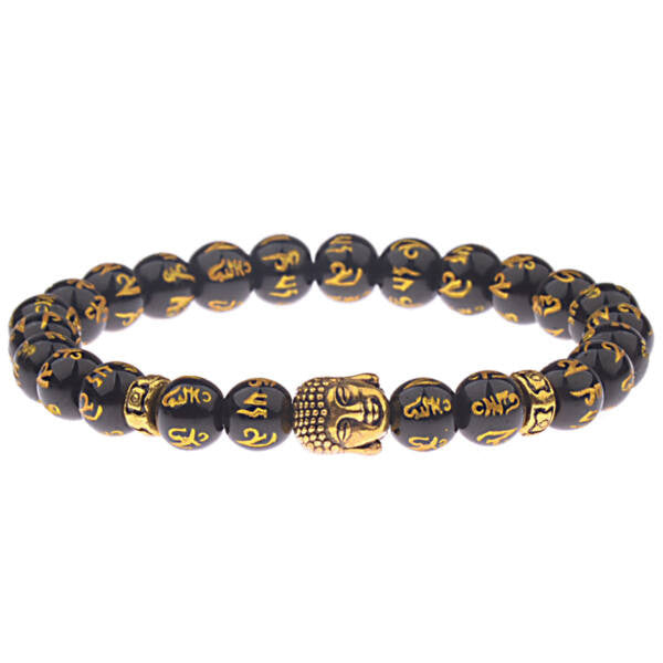 Agate-Buddha karkötő gold