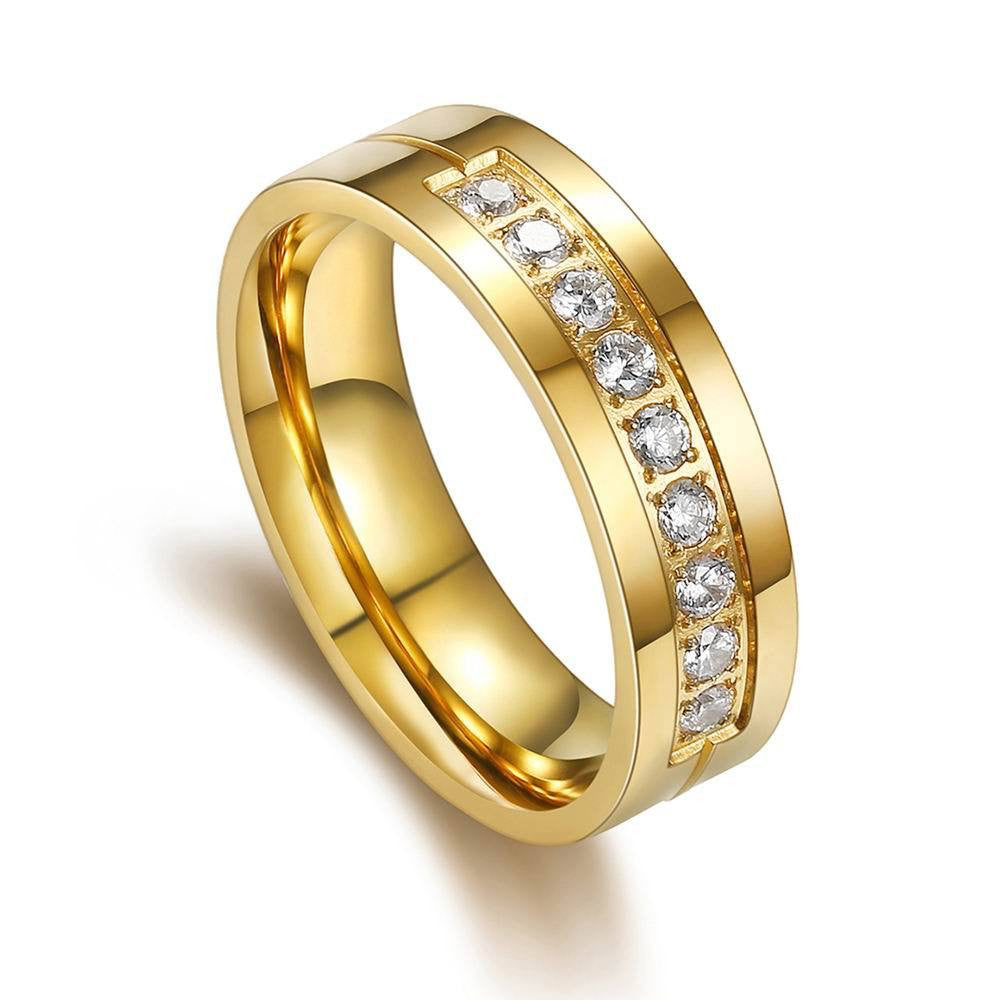 Nemesacél egy sor kristályos gyűrű gold - 51,8 mm