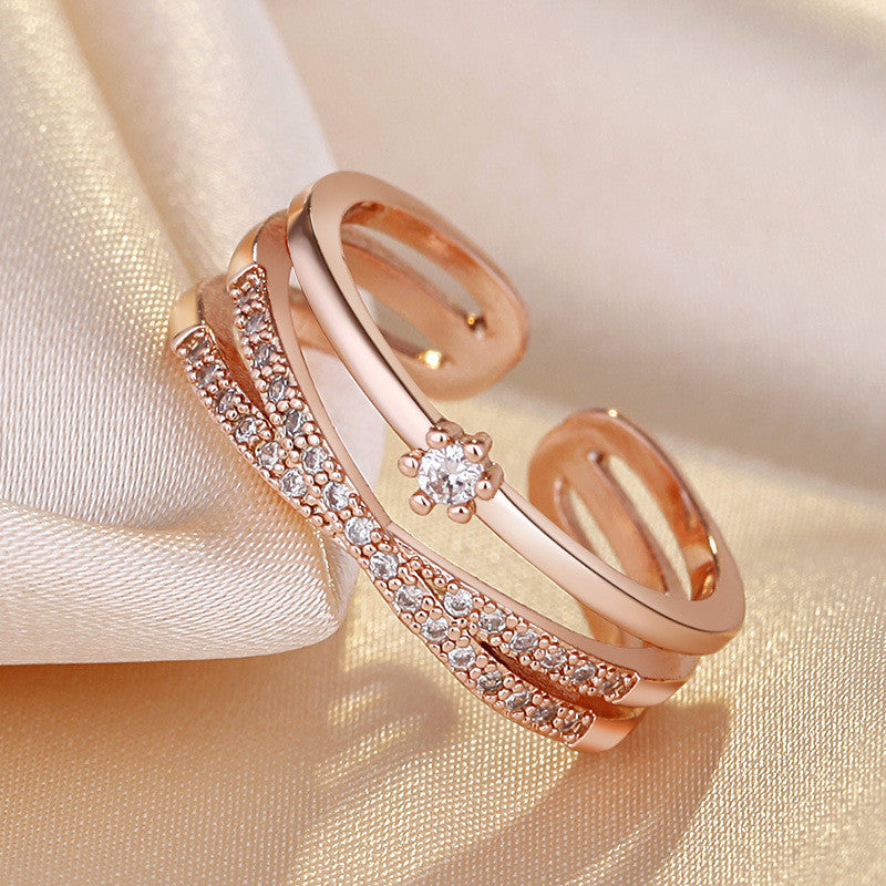 Anell kristályos gyűrű rosegold (állítható méret)