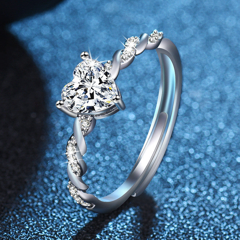 Kristály szív gyűrű whitegold (állítható méret)