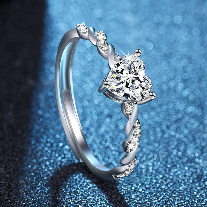 Kristály szív gyűrű whitegold (állítható méret)