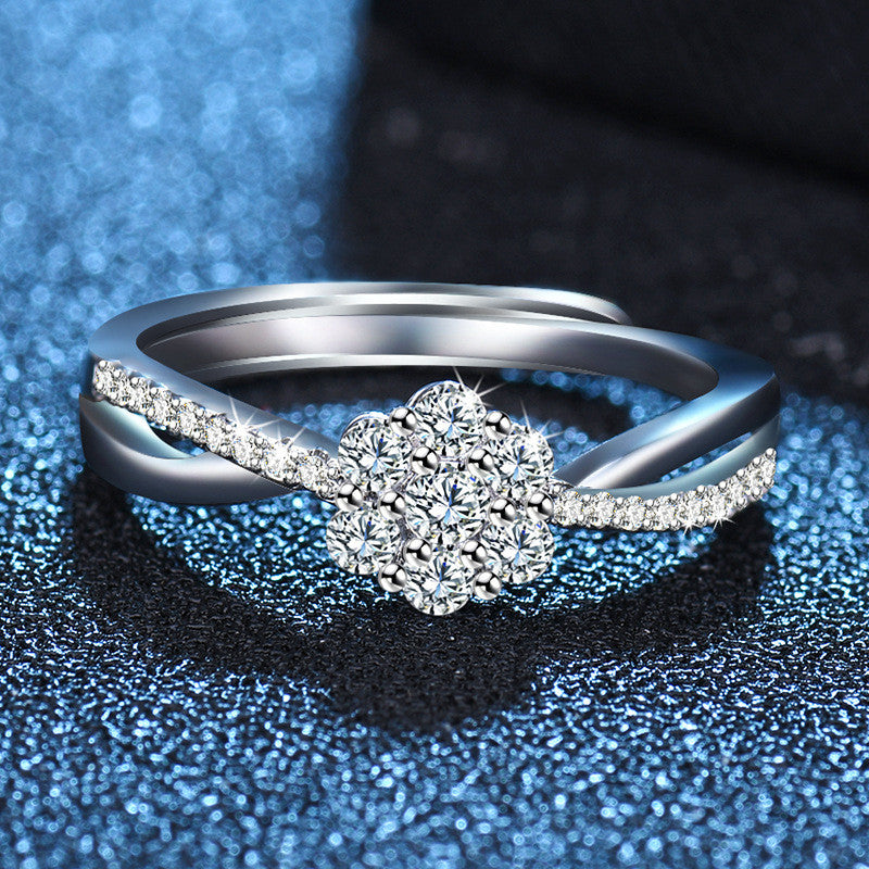 Kristály virágos gyűrű whitegold (állítható méret)