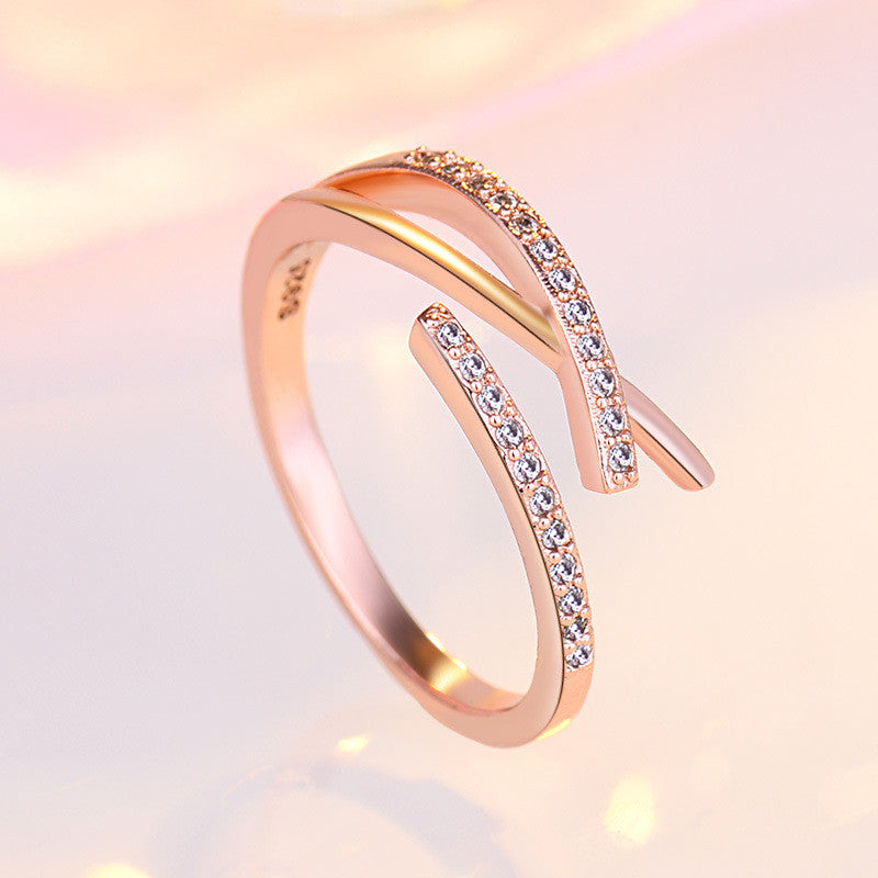 X kristályos gyűrű rosegold (állítható méret)