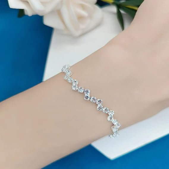 Cikcakk kristályos karkötő whitegold
