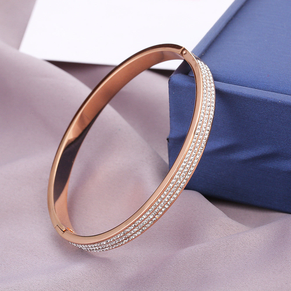 Titánium háromsoros karkötő rosegold
