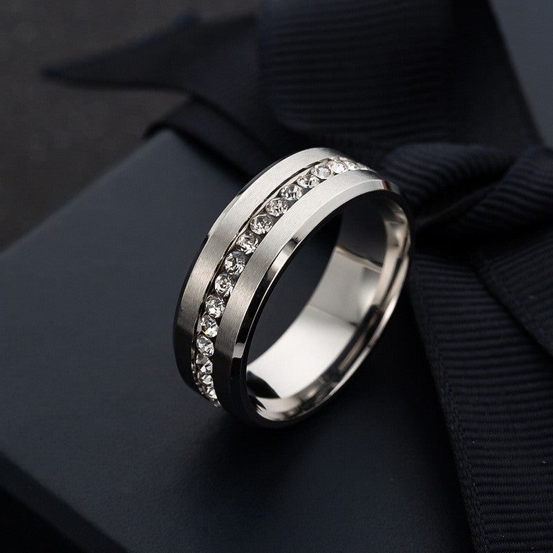 Kristálysor nemesacél gyűrű - 59.4 mm