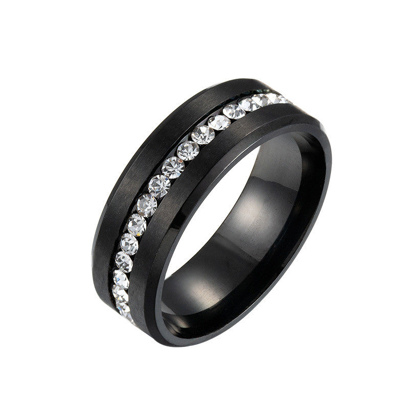 Kristálysor nemesacél gyűrű fekete - 56,9 mm