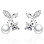 Gyöngy-cseresznye fülbevaló whitegold