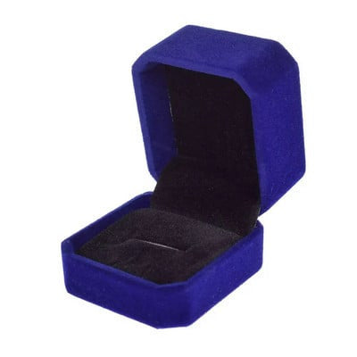 Kék bársony díszdoboz 45x45x35mm gyűrű-fülbevaló.kis medálos nyaklánc
