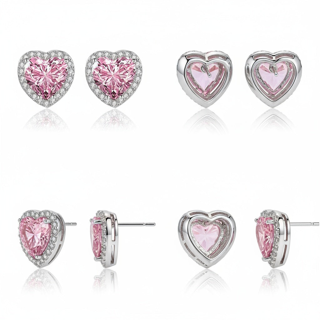 Camila kristály szív fülbevaló whitegold-pink